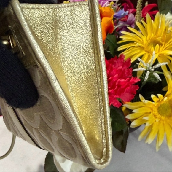 Coach clutch with gold accents